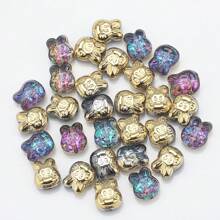 30pcs/Pack Mix Color Crystal Rabbit Pendant, Cute Rabbit Head Pattern Glass Beads Charms For DIY Jewelry Making, Necklace, Earrings, Bracelets