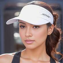 1Pc Women's Summer Visor Cap - Breathable Polyester, Open-Top Design For Running & Outdoor Activities, Available In White, Pink, Black, And More