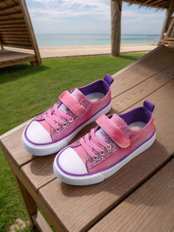 Girls Spring/Autumn Canvas Casual Flat Sneakers, Children Athletic Shoes