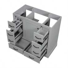 36" Bathroom Vanity Without Sink, Cabinet Base Only, Six Drawers, Multi-Functional Drawer Divider, Adjustable Shelf, Grey - 灰色 - 查看 11