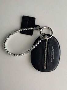 Acessório Pendente de Bolsa da Moda 1 Bolsa Preta de Couro Texturizada, Chaveiro de Alta Qualidade, Adequado para Presentes do Dia dos Namorados e Decoração de Bolsa de Chaves, Presentes de Dama de Honra