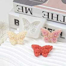 Molde de silicone em formato de flor e borboleta, para artesanato decorativo em resina e gesso. - Branco - Ver 3