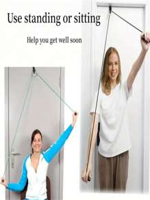 Adjustable Shoulder, Arm And Back Exercise Rope With Pulley System, Length 2m-2.5m, Portable Fitness Equipment For Post-Operative Rehabilitation, PVC And Nylon Material, Black