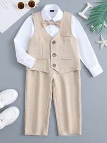 4 pezzi Set di abbigliamento formale per ragazzi: Completo, Camicia, Pantaloni, Cravatta, Stile da gentiluomo per feste, compleanni, festa della mamma