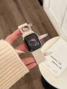 Sanrio Apple Watch Band Women 1pc Sanrio Simple & Fashionable Woven Magnetic Clasp Hello Kitty Apple Watch Band, Adjustable Magnetic Closure Apple Watch Strap Compatible With Apple Watch 38/40/41/S10 42/44/45/49/S10 46mm, Compatible With Apple Watch Ultra/SE/8/7/6/5/4/3/2/1