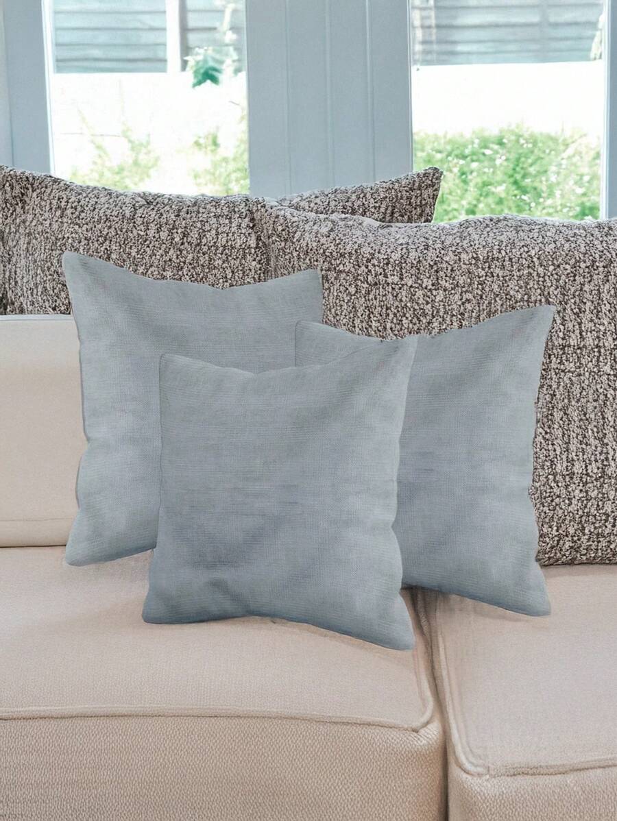 4pcs/6pcs Luxury Velvet Cushion Covers Size 42cmx42cm Soft Solid Pillow Cases With Zipper Closure For Autumn Winter Bedroom Sofa Couch Patio Living Room Made Of 100% Velvet, Contemporary Style. - 淺灰色 - 查看 1