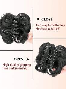 合成假发爪夹凌乱发髻女士波浪卷发发髻接发片6英寸发夹接发片，适合女性日常佩戴和聚会，秋冬季节女性发饰，适合度假装扮和夏季海滩装扮 - 彩色 - 查看 2