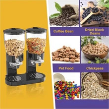 2L 谷物分配器，带台面谷物收纳器的谷物储存容器，适合谷物、谷物、坚果、糖果、燕麦、零食、猫粮、狗粮，黑色 - 彩色 - 查看 3