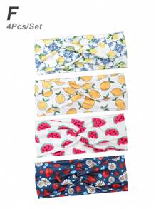 1 Stück/4 Stücke Damen Stirnband für Alltag & Outdoor Sport, Obst Motiv: Zitrone, Wassermelone, Kirsche, bunte Haarzubehör