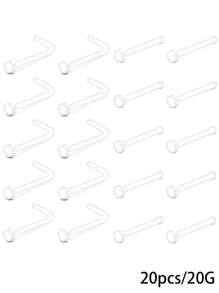 Pinos de nariz transparentes Anéis de nariz transparentes para o trabalho Plásticos transparentes para piercings de nariz Retentor de nariz para cirurgia Espaçadores de anéis de nariz Anéis de nariz Retentor de septo Anéis de lábio transparentes Brincos de plástico Pinos Septo Cartilagem labial Língua Rook Daith Ear Mamilo industrial Barriga Joias de piercing transparente