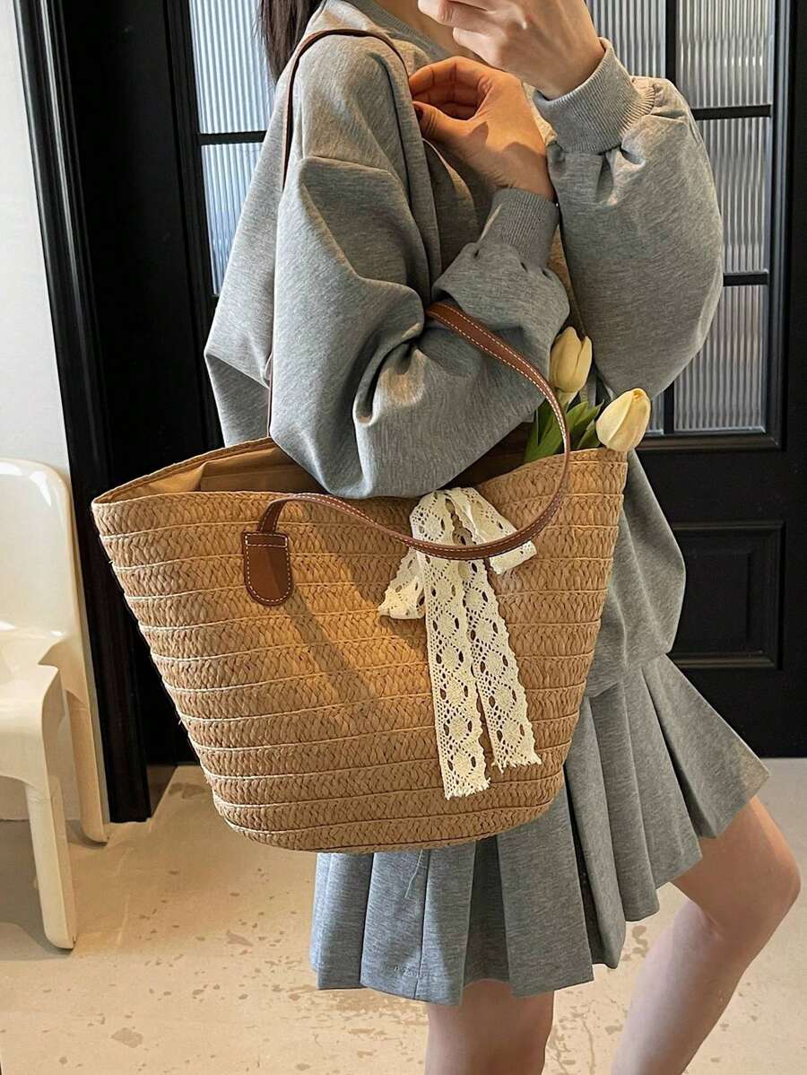 Nieuwe stijl geweven tas, strandtas, boodschappenmand, emmertas voor vakantie