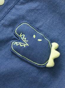 mini bala Baby Workwear-Style Romper - Soft Breathable Jumpsuit, Cute Outdoor Onesie - Denim Dark Blue - View 7