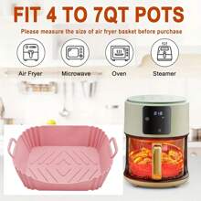 1pc/2pcs Reusable Silicone Air Fryer Liners - Thickened Square Baking Pan, Suitable For Healthy Cooking, Fit 4-7Qt Air Fryers, Oven & Microwave Safe, Non-Stick & Easy To Clean, Great Gift For Christmas, Halloween, Easter, Thanksgiving