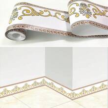 1 rouleau de 2 m/5 m de bordure de papier peint autocollante imperméable et résistante à la saleté, motif floral et marbre, convient pour la décoration des carrelages de la cuisine, de la salle de bain et du salon. Matériau PVC autoadhésif épais, facile à appliquer et à enlever