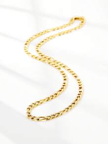 ZG YING ZHOU ZGYZ 1pc Fashionable Stainless Steel Miami 18K Gold Plated Round Curb Chain, Cuban Link, Snake Bone Chain, Figaro Chain Combination Necklace, Unisex Daily Wear Jewelry