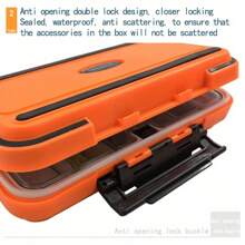 Caja de accesorios de pesca, caja pequeña/grande de carretera, caja de almacenamiento de anzuelos de pesca, señuelos de pesca falsos, cebo y herramientas, suministros de pesca - Naranja - Ver 8