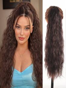 18~30inch Ponytail Extension Long Wavy Curly Ponytail Extension Corn Wave Wrap Around Pony Tail Clip In Natural Soft Synthetic Ponytail Hairpiece For Women Daily Use