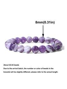 1Pc Natural  Amethyst Beaded Bracelet Energy Healing Quartz Purple Crystal Stone Bracelet Women Jewelry Stretch Bracelets Meditation Yoga Anxiety Stress 6mm 8mm 10mm