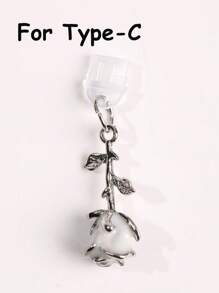 1 pezzo Tappo antipolvere con fiore di rosa 3D multicolore, accessorio pendente in metallo lega di stile retrò romantico di alta moda Y2K, ornamento trasparente in silicone per telefono, auricolare, tablet, Kindle, regalo ideale per San Valentino, per coppie e migliori amici, impermeabile e anti-polvere per porta di ricarica, compatibile con Lightning/Type-C, protegge saldamente la porta di ricarica