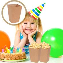 24/12pcs/1pc Brown Kraft Paper Popcorn Box, Fries Box, Candy Box, Suitable For Movie Theater, Mall, Party, Christmas