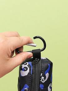 1pc Black Color Designer Print Fashion Design Dog Poop Bag Holder For Leash Attachment Without Leash And Poop Bag