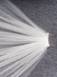 1 Pc Pearl Cathedral Length 3M(118inch) Wedding Bridal Veil With Metal Comb For Bride Party Prom White Ivory