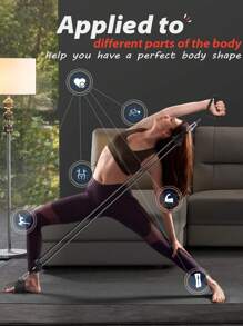 300磅阻力带套装，包含门锚、手柄、手提袋和腿部/脚踝绑带，适用于阻力训练，是家庭健身的理想配件。 - 黑色300磅 - 查看 7