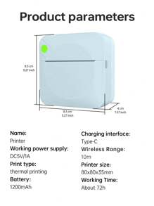 迷你無線攜帶式打印機,保護一捲熱敏紙 - 粉色 - 查看 8