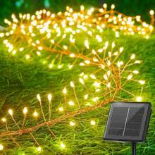 Luci a stringa a forma di petardi in filo di rame per la Festa di Primavera, confezione regalo a forma di torta con luci colorate, luci a stringa decorative romantiche per Natale e vacanze, alimentate a energia solare
