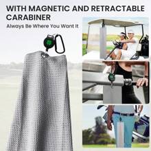FINGER TEN Golf Towels For Golf Bags With Strong Magnetic Retractable Carabiner 24''X16'' Lightweight Absorbent Microfiber Waffle Pattern Tri-Fold Towel 1 Pack