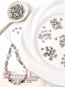 1 paquete (10g) (5g) (20g) Surtido de cuentas espaciadoras de varios estilos - corazón, estrella, formas geométricas, formas asimétricas, cuentas espaciadoras de color plateado para manualidades de collares y pulseras DIY