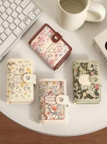 1pc Women Cute Leather Card Holder, Suitable For ID Card, Name Card, Bank Card, Credit Card For Women, Teenagers, Girls, Floral Print, Modern Design