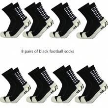 8 Pairs Thickened Terry Cushioned Football/Sports Socks, Textured Grip For Outdoor Training, Cycling - Multicolor - View 14