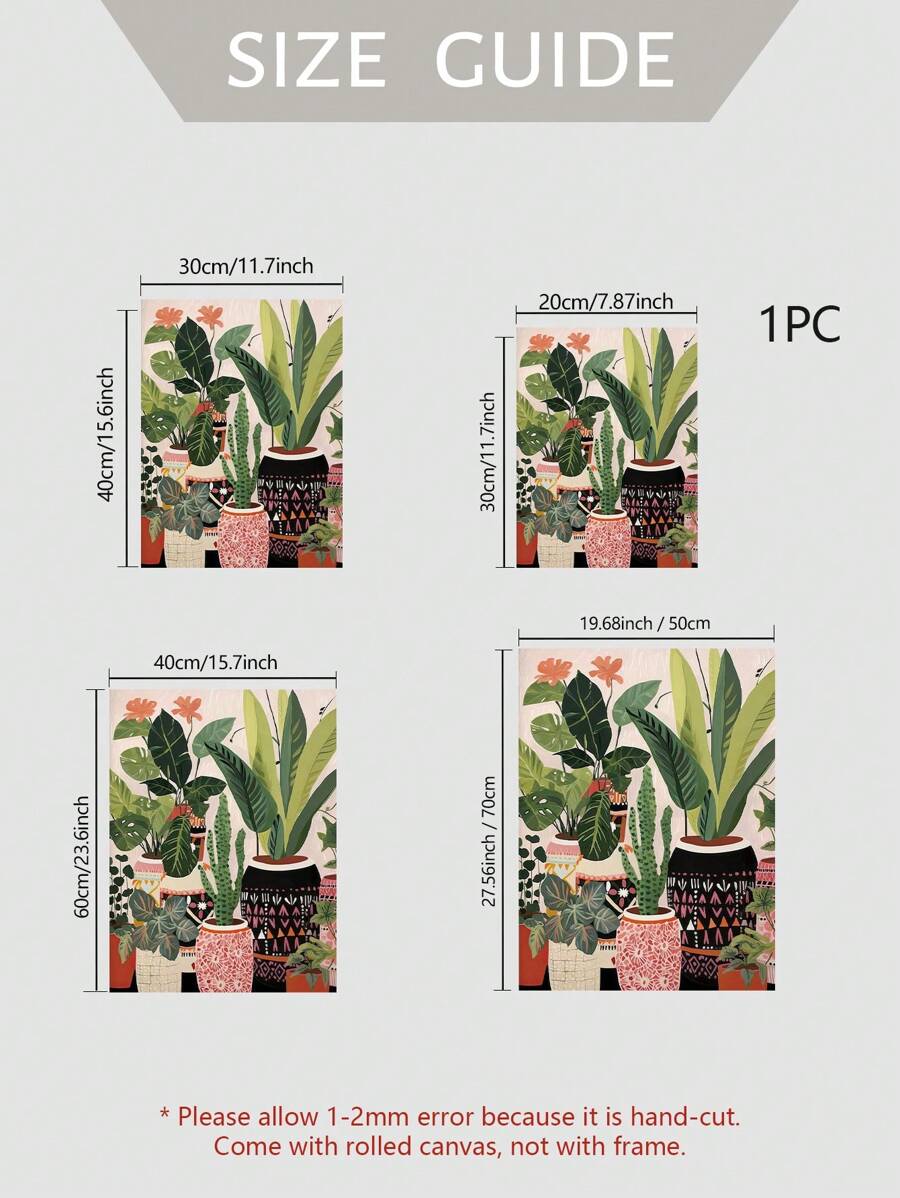 Joivida 1pc Boho House Plant Canvas Art - Modern Art Deco Landscape