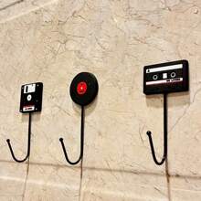 Vintage Style Storage Hooks, Computer/Disk/Tape Shaped Non-Nail Hanging Hooks For Suspending Headphones, Backpacks, Stationery, Mugs. Sturdy Enough For Office Cubicles/Study/Gaming Rooms