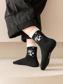 10pcs/5pcs Cute Cartoon Panda Children's Socks, Colorblock, Printed, Boys, Girls, Moisture Wicking, Mid-Calf Socks, Spring, Summer, Autumn, Athletic Socks, Girl Gifts, Boy Gifts, Mom Gifts, Dad Gifts, Girls Summer Clothes, Boys Summer Clothes, Holiday Gifts - Multicolor - View 5