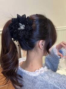 1件復古優雅浪漫奢華鑽石玫瑰髮夾，適合派對活動，秋冬款女性髮飾髮夾，度假穿搭用 - 彩色 - 查看 5