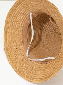 1 件女童卡其色蝴蝶装饰甜美休闲卡其色软边太阳帽，适合户外、海滩、度假、防晒、日常装、婚礼、儿童礼物 - 卡其色 - 查看 5