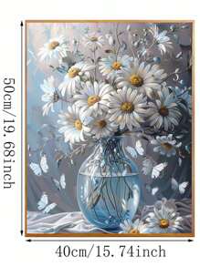 Lily Flower Personalized Painting DIY Digital Oil Painting Frameless Kit, Birthday Gift, Puzzle, Holiday, No Drawing Basis Required, Can Be Used As Wall Art, Simple To Complete A Beautiful Artwork - White - View 2