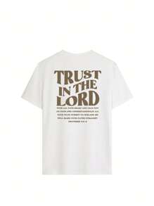 Women Fashion Casual True In The Lord Letter Print Round Neck Short Sleeve T-Shirt, Stylish Minimalist For Spring & Summer