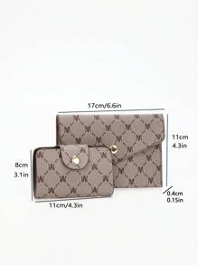 [Faux Leather Handbag Set] 3pcs Set Earthy Yellow Faux Leather Handbag For Women - Polyester Lined, Turn-Lock Closure, Shoulder Bag With Matching Apple Bag And Clutch - Coffee - View 8