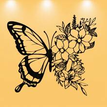 1 件精美蝴蝶金属墙饰 - 版画其他 - 独特的铁艺挂画，适用于卧室客厅家居、室内室外农舍装饰，带花卉图案 - 彩色 - 查看 9