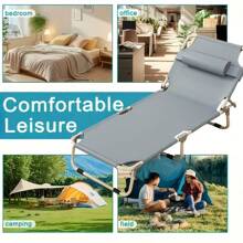 Portable Folding Camping Bed, Folding Single Sofa Bed - Adjustable Sofa Bed, Suitable For Camping And Travel, Comes With Soft Cushions And Pillows, Perfect For Holiday Gifts, Perfect For Outdoor Camping. - 彩色 - 查看 7