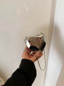 Fashionable Versatile Mini Heart-Shaped Box Bag, New Simple Chain Shoulder/Crossbody Bag, - Silver - View 8