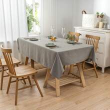 Farfallarossa Nappe rectangulaire/ronde texturée, imperméable, anti-taches et sans plis. Décoration de table de cuisine et de salle à manger. Housse de table en tissu pour une utilisation intérieure et extérieure - Gris foncé - Voir 1