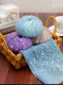 1/2pcs Jelly Bean Style Mohair Yarn Ball,Hand Made Spray Color Slub Wool Yarn Ball,Multicolor Speckled Mohair Bulky Yarn,ForKnitting DIY Scarves Hats Crafts,DIY Knitting Of Dolls, Bags, Sweaters, Blankets Etc. - Multicolor - View 11