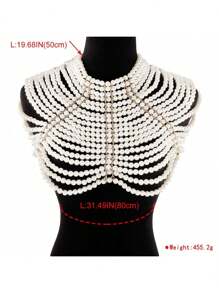1 pièce Élégante chaîne de corps en faux perles - Accessoire de luxe en résine, convient pour le mariage et les tenues de fête, toutes saisons