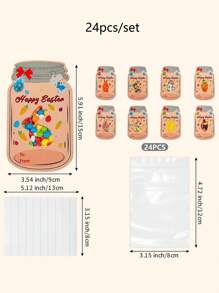 24 件复活节快乐兔子和鸡蛋贺卡套装，漂流瓶设计，适合课堂交换和节日主题派对礼物 - 适合生日、春季复活节派对装饰（不含糖果）