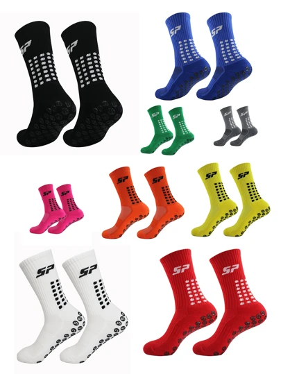 1双足球/篮球防滑运动袜，带防滑垫，适用于足球、篮球等运动，秋季新款设计