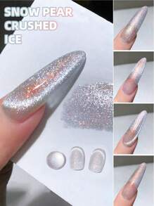 XEIJAYI 1瓶梨子碎冰凝胶指甲油，UV/LED固化，持久速干指甲凝胶 - 春夏送给女性的理想礼物 - 銀色 - 查看 3